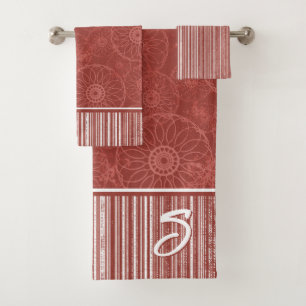 Monogramme Motif rouge et rayures blanches