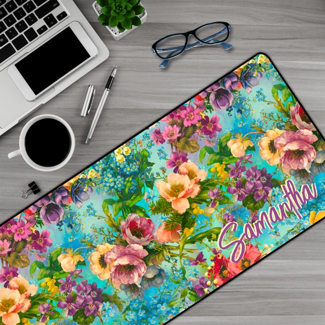 monogramme motif vintage bleu violet (Créateur téléchargé)