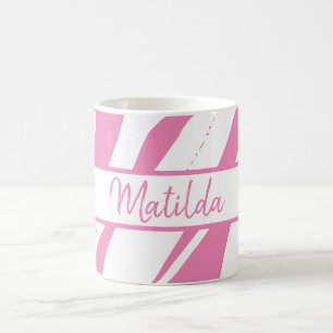 Monogramme Mug Girly Rose & White Cadeau Café Coup