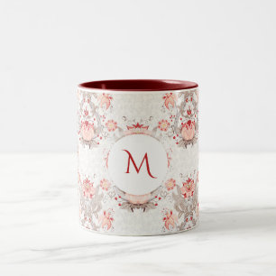 Monogramme Mug Vintage du masque de fleurs
