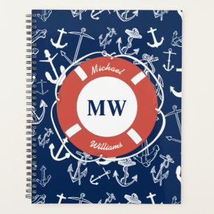 Monogramme nautique Ancre bleu marine Motif