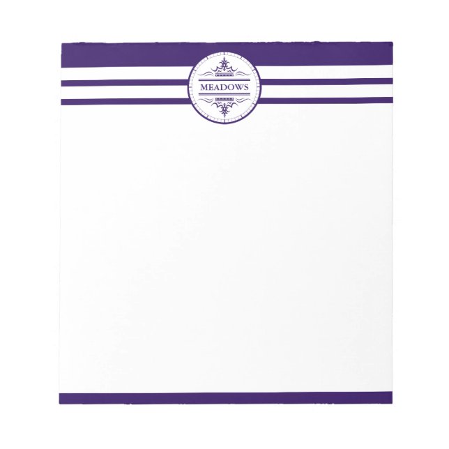 Monogramme Nautique Élégant Bloc-notes bleu marine (Devant)
