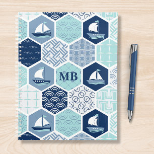 Monogramme Nautique Moderne Bateau Bleu Personnali
