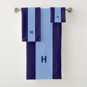 Monogramme nautique sur rayures bleues