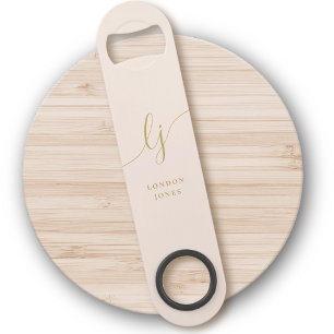 Monogramme Neutral Moderne Design Blush Gold Scrip
