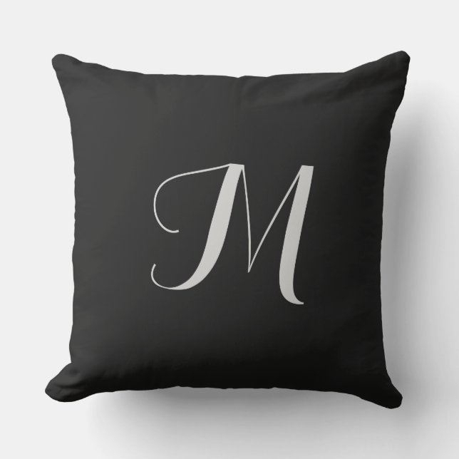 Monogramme noir 20x20 Coussin extérieur (Recto)