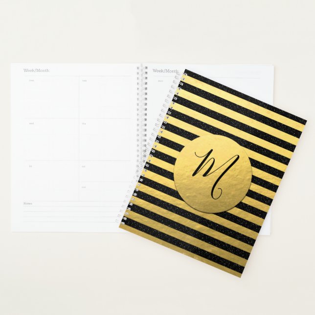 Monogramme noir avec Parties scintillant Faux Gold (Devant avec enveloppe)