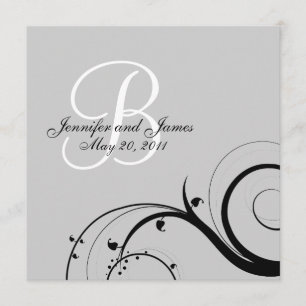 Monogramme noir B Invitations de mariage gris