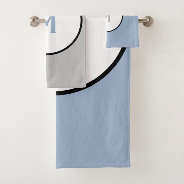 Monogramme noir blanc argenté géométrique bleu ard (En situation)