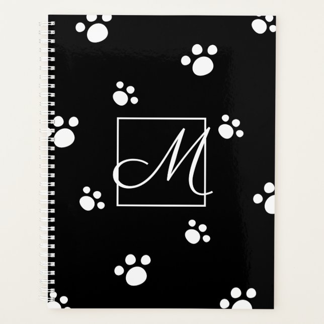 Monogramme | Noir & blanc mignon Chien Chien Empre (Devant)