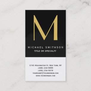Monogramme noir blanc moderne Carte de visite simp