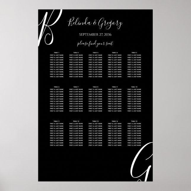 Monogramme noir blanc Premier Mariage Tableau de s (Devant)