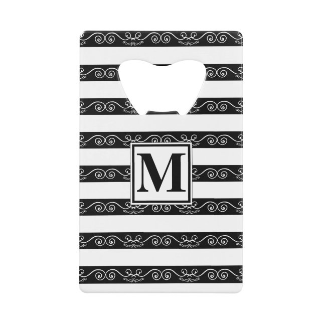 Monogramme Noir Blanc rayé (Devant)