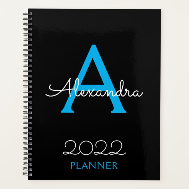 Monogramme noir bleu 2022 élégant (Devant)