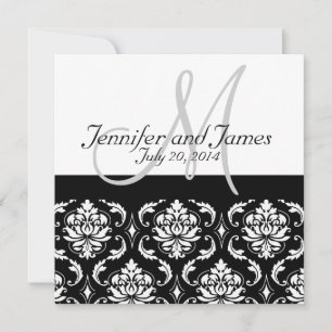 Monogramme noir Damas Noms des invitations de mari