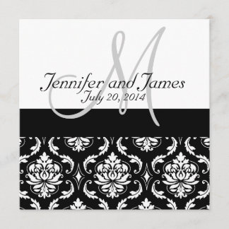 Monogramme noir Damas Noms des invitations de mari