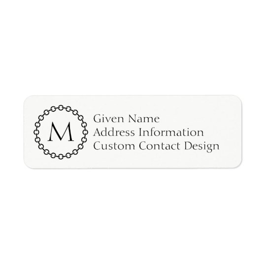 Monogramme noir de cercle d'anneau de maillon de étiquette d’adresse retour