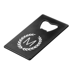 Monogramme noir et blanc de guirlande de laurier