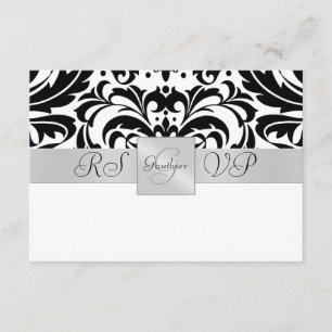 Monogramme noir et blanc Demi-Damas RSVP Invitatio
