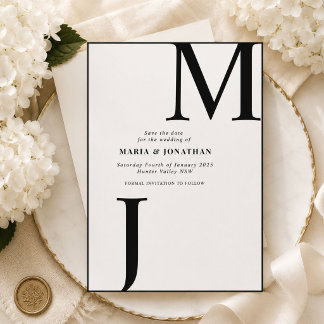 Monogramme noir et blanc moderne pour carte de sau