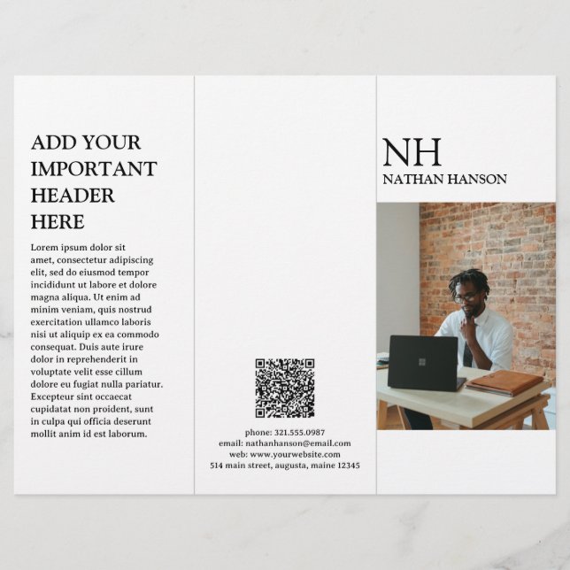 Monogramme noir et blanc simple Brochure moderne (Devant)