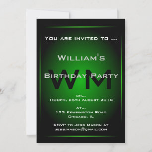 Monogramme noir et vert Sci-fi - Invitation
