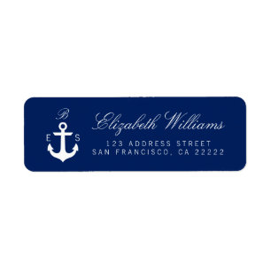 Monogramme noir foncé Nautique Retour Étiquettes d
