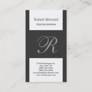 Monogramme noir gris blanc Carte de visite moderne