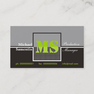 Monogramme noir gris cartes de visite