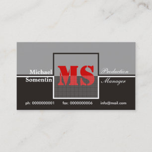Monogramme noir gris cartes de visite