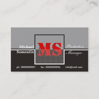 Monogramme noir gris cartes de visite