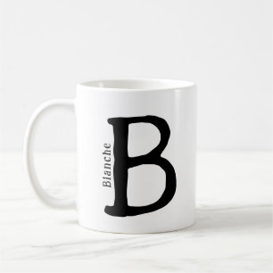 Monogramme noir moderne Initiale & Nom Café Mug