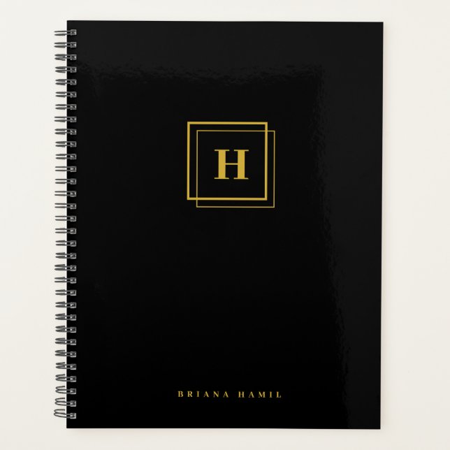 Monogramme noir or moderne Nom Organisateur Planif (Devant)