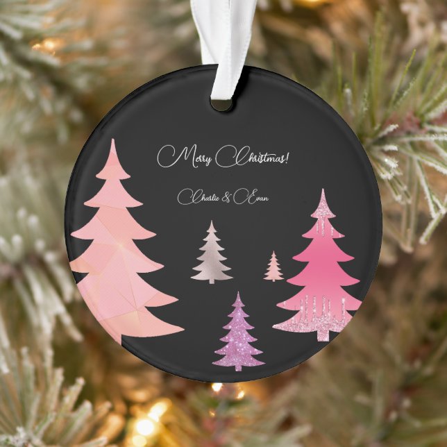 Monogramme noir rose parties scintillant (Arbre)
