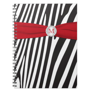 Monogramme Noir Rouge Blanc Zèbre Carnet rayé