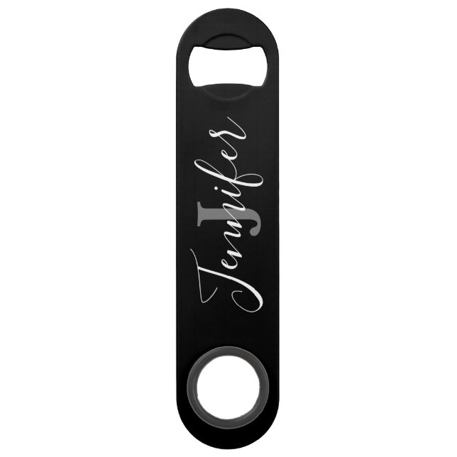 Monogramme noir Stylish Speed Bottle Opener (Devant)