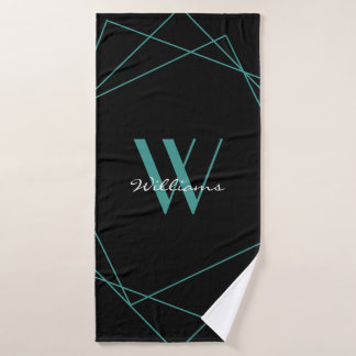 Monogramme noir Turquoise moderne Nom géométrique