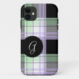 Monogramme noir violet vert plaqué iPhone 5 Coque