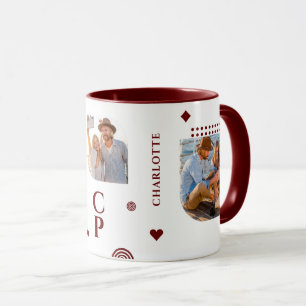 Monogramme Nom 3 Photo Collage tendance Mug modern