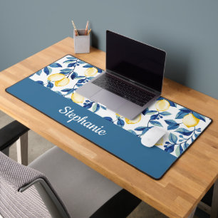 Monogramme Nom Aquarelle Citron Jaune Bleu