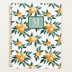 Monogramme Nom Aquarelle Citron Orange