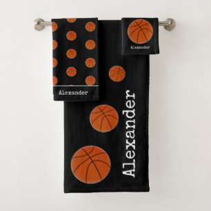 Monogramme nom Basket orange sur noir