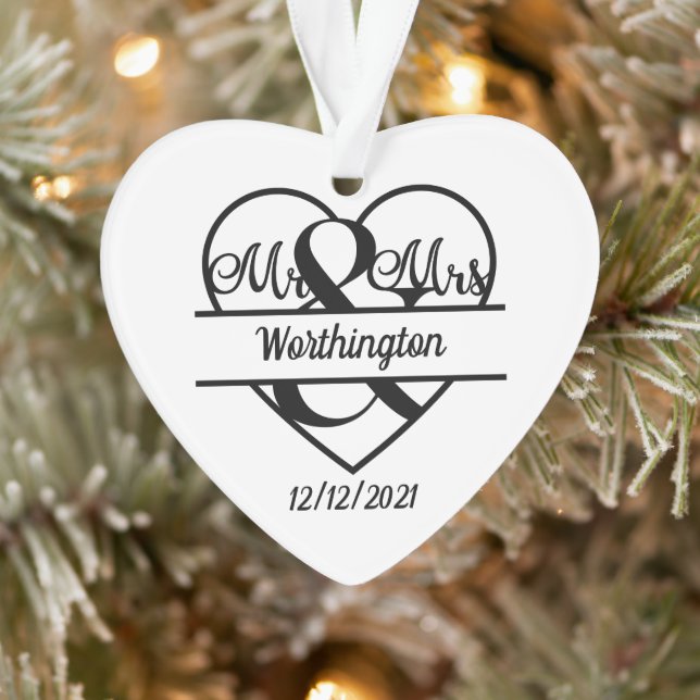 Monogramme Nom de Mariage Cœur Fêtes de Noël (Arbre)