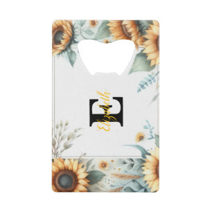 Monogramme nom floral tournesol pastel aquarelle