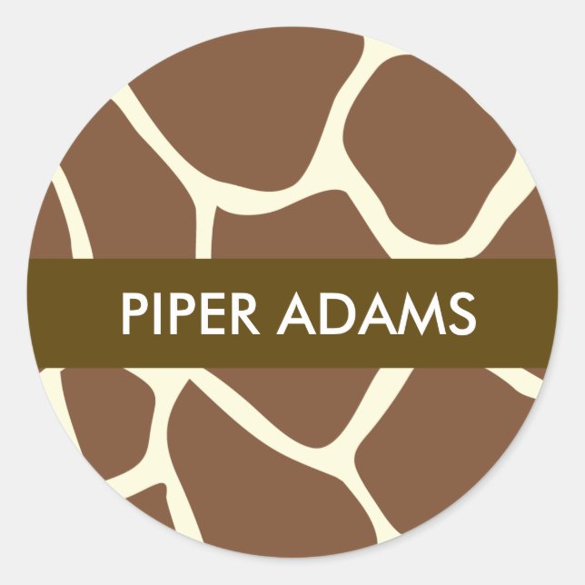 Monogramme Nom Giraffe Stickers d'impression (Devant)