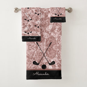 Monogramme nom golf sport rose noir rose or