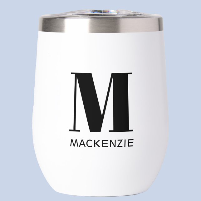 Monogramme Nom initial Simple (Simple modern monogram initial personalized name thermal wine tumbler)