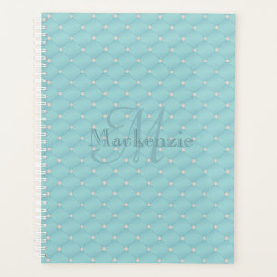 Monogramme Nom Personnalisé Quilt Design Turquoise