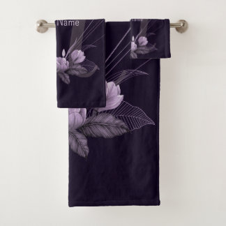 Monogramme Nom Violet Floral Violet Cadre géométri