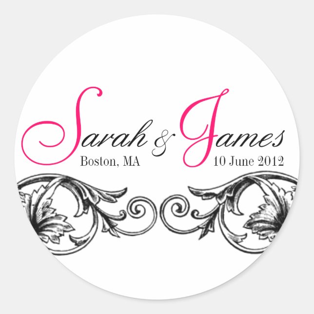 Monogramme Noms Date Lieu Mariage Stickers (Devant)